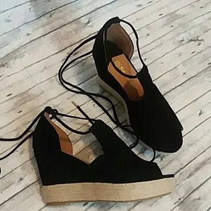 Wedge lace up espadrilles